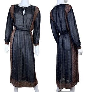 Lucky Brand Women Size S Floral Sheer Pullover Cover Up Maxi Dress Festival Boho